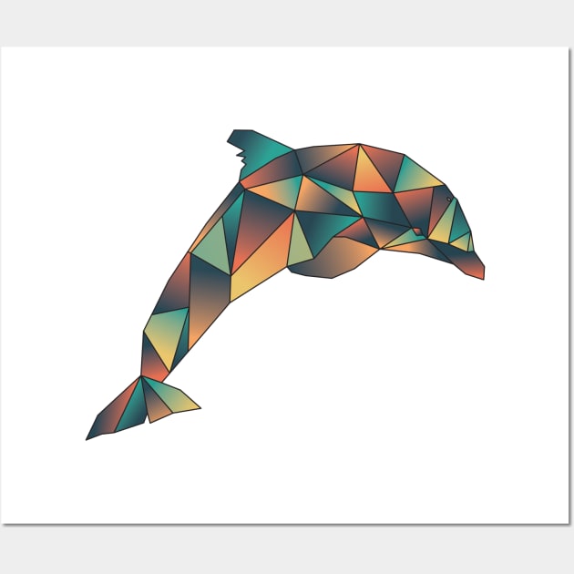Geometric Dolphin Black Edge Wall Art by partimesloth